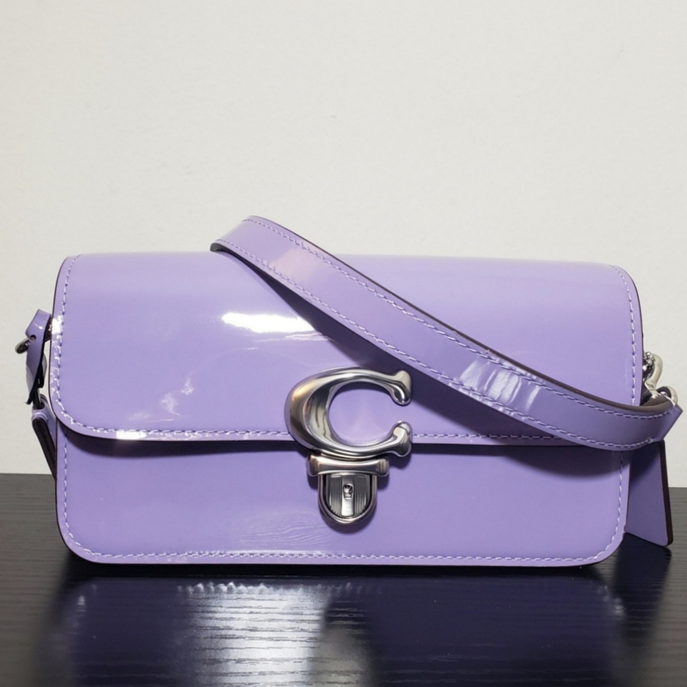NWT! COACH PATENT LEATHER PURPLE STUDIO 20 CONVERTIBLE CROSSBODY+SHOULDER BAG